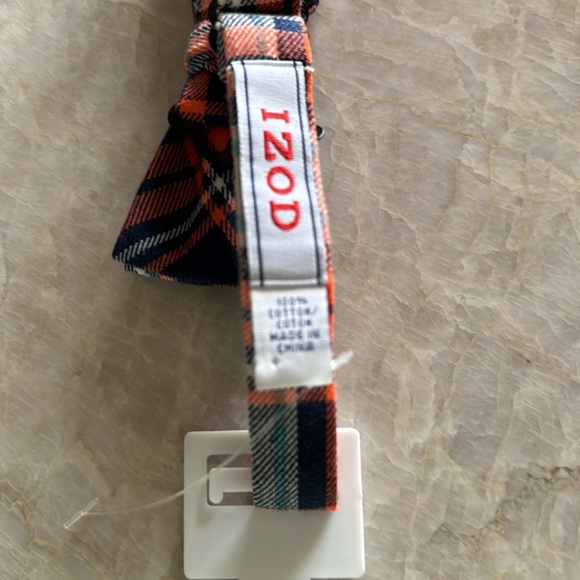 Boys Bow Tie Izod Blue/Orange Plaid One Size‎ New - Picture 5 of 5